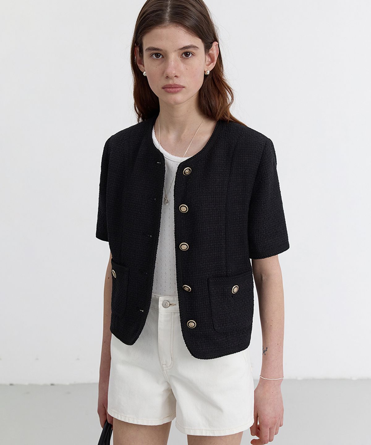 던스트(DUNST) SUMMER TWEED JACKET_UDJA5B223_BLACK