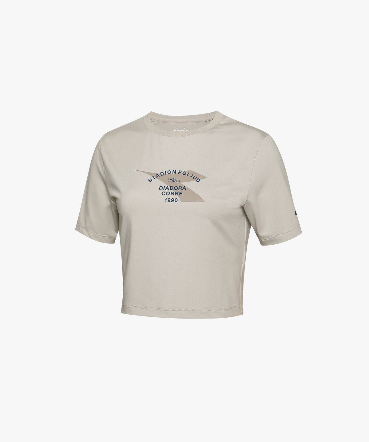 디아도라(diadora) 스타디움 액티브 크롭 반팔티셔츠 우먼 LIGHT KHAKI