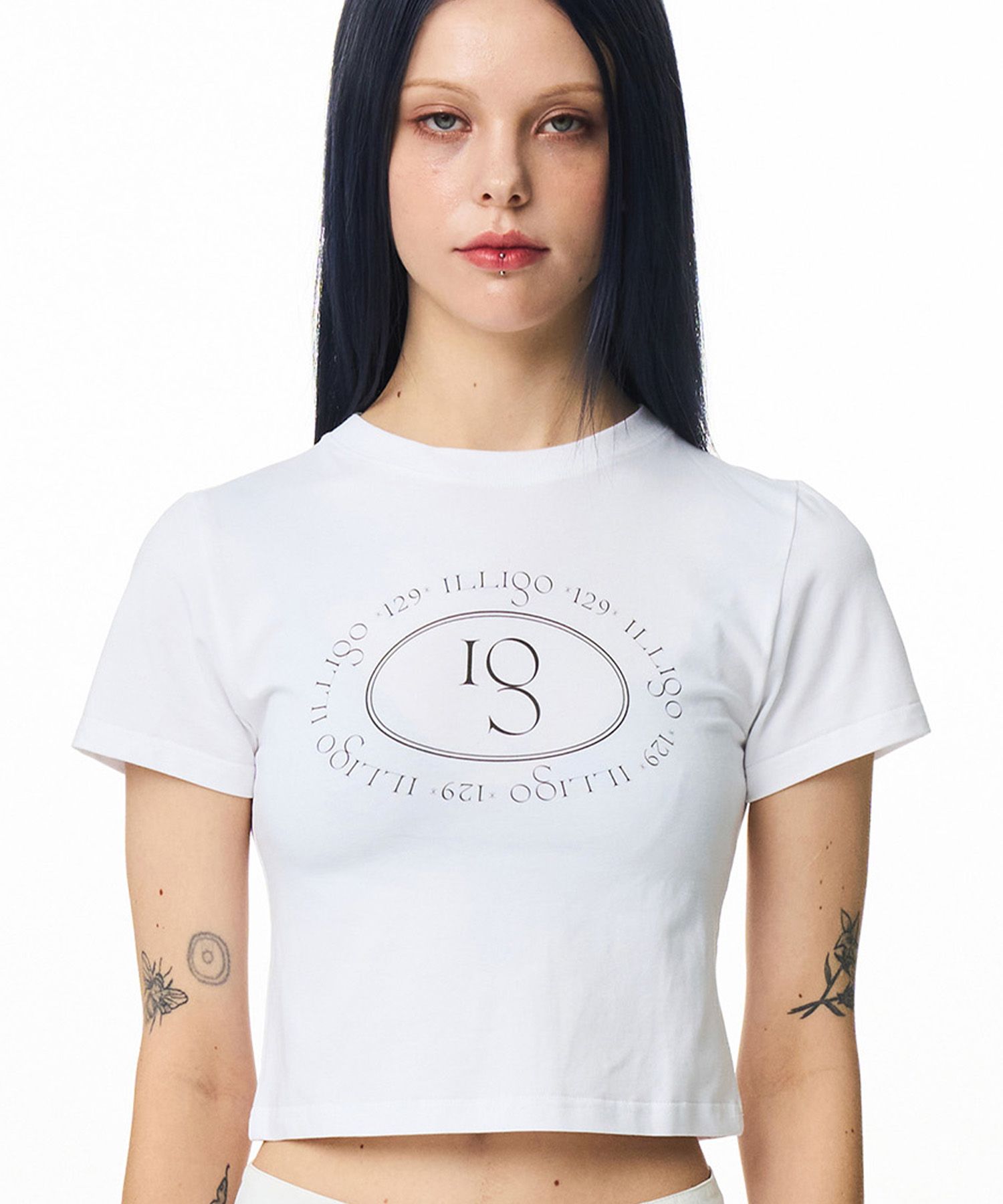 ◇ILLIGO◇ Signature Crop Tee White MUSINSA | ILLIGO Signature Cropped T-Shirt White