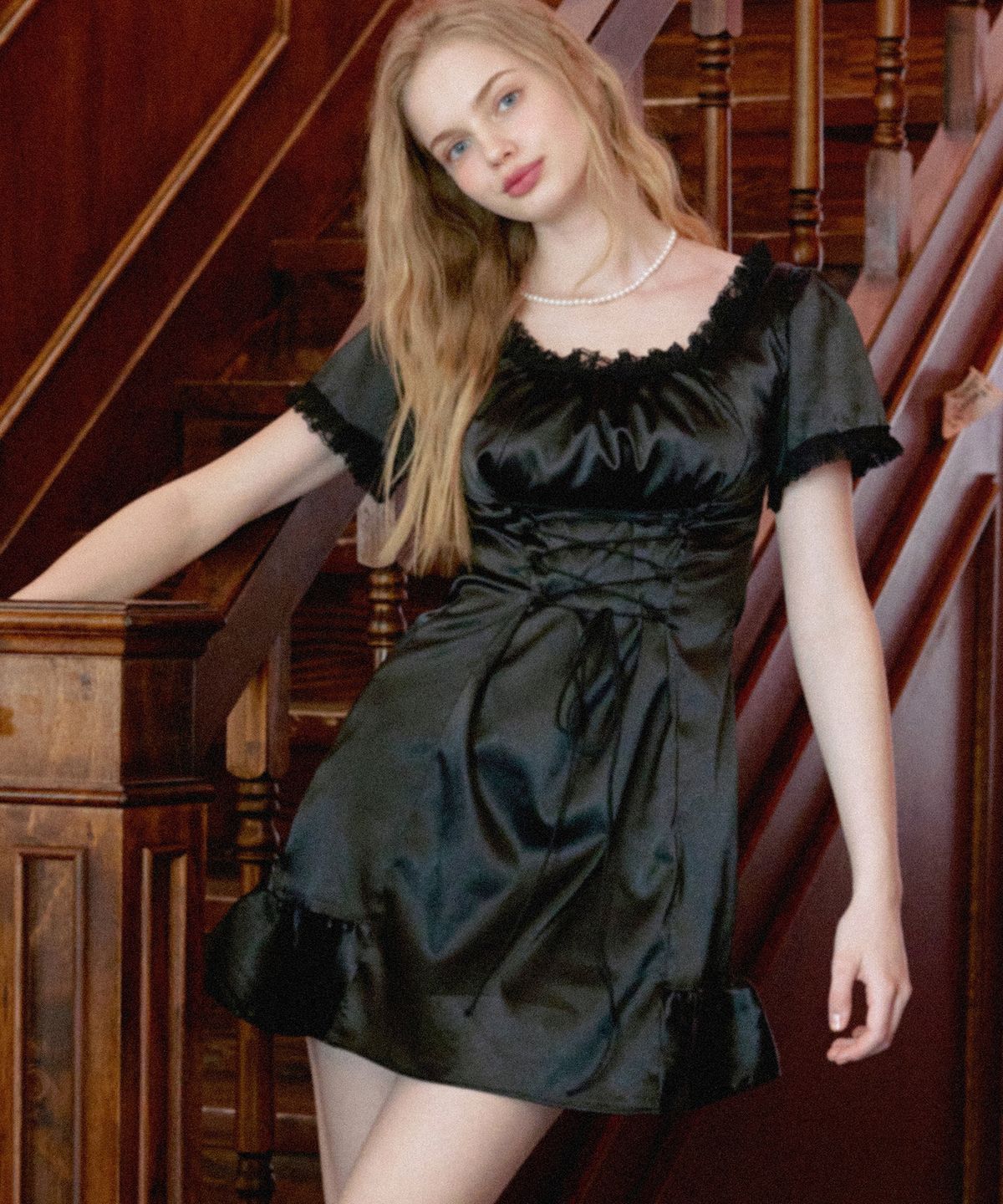 프론트아카이브랩(FRONT ARCHIVE LAB) MF DOLLY PUFF SATIN DRESS-BLACK