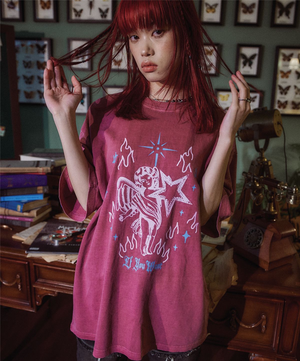이퓨원트(IFYOUWANT) Burning Star pigment TEE dusty pink
