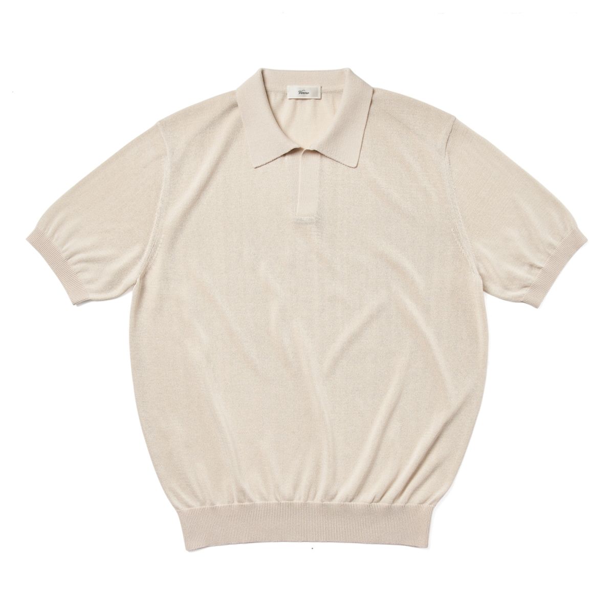 베르노(VERNO) Linen like open collar knit Ivory