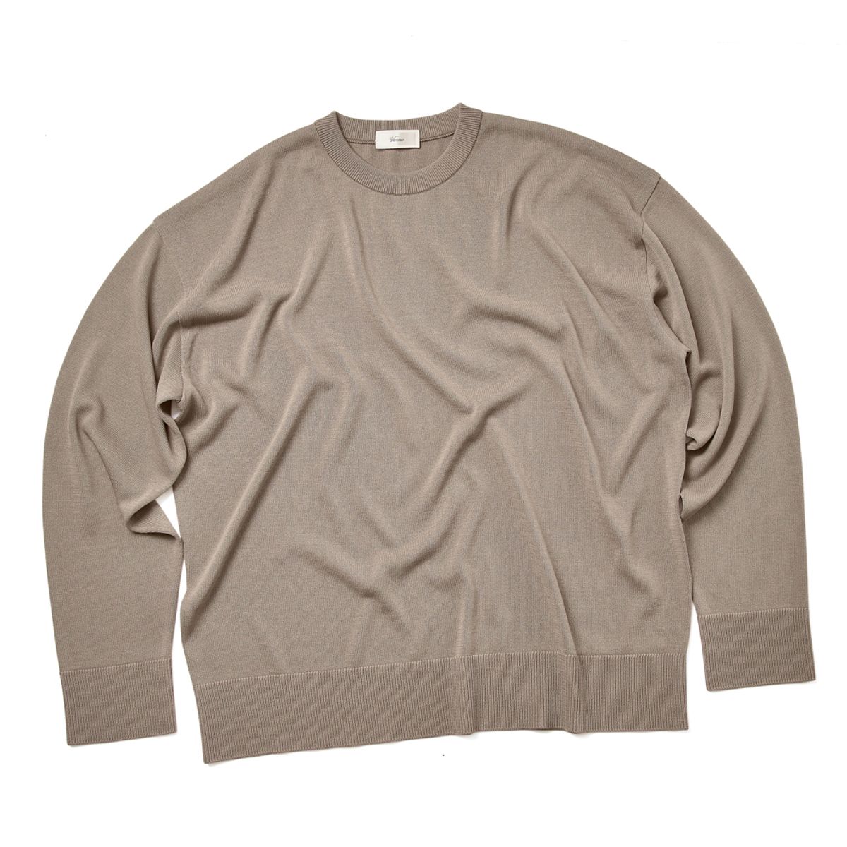 베르노(VERNO) [CASUAL]Linen like Long sleeve round knit Kharki