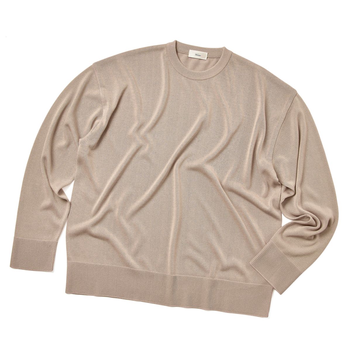 베르노(VERNO) [CASUAL]Linen like Long sleeve round knit Beige
