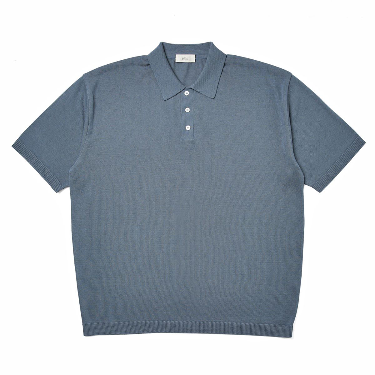 베르노(VERNO) [CASUAL]Linen like button polo knit Blue
