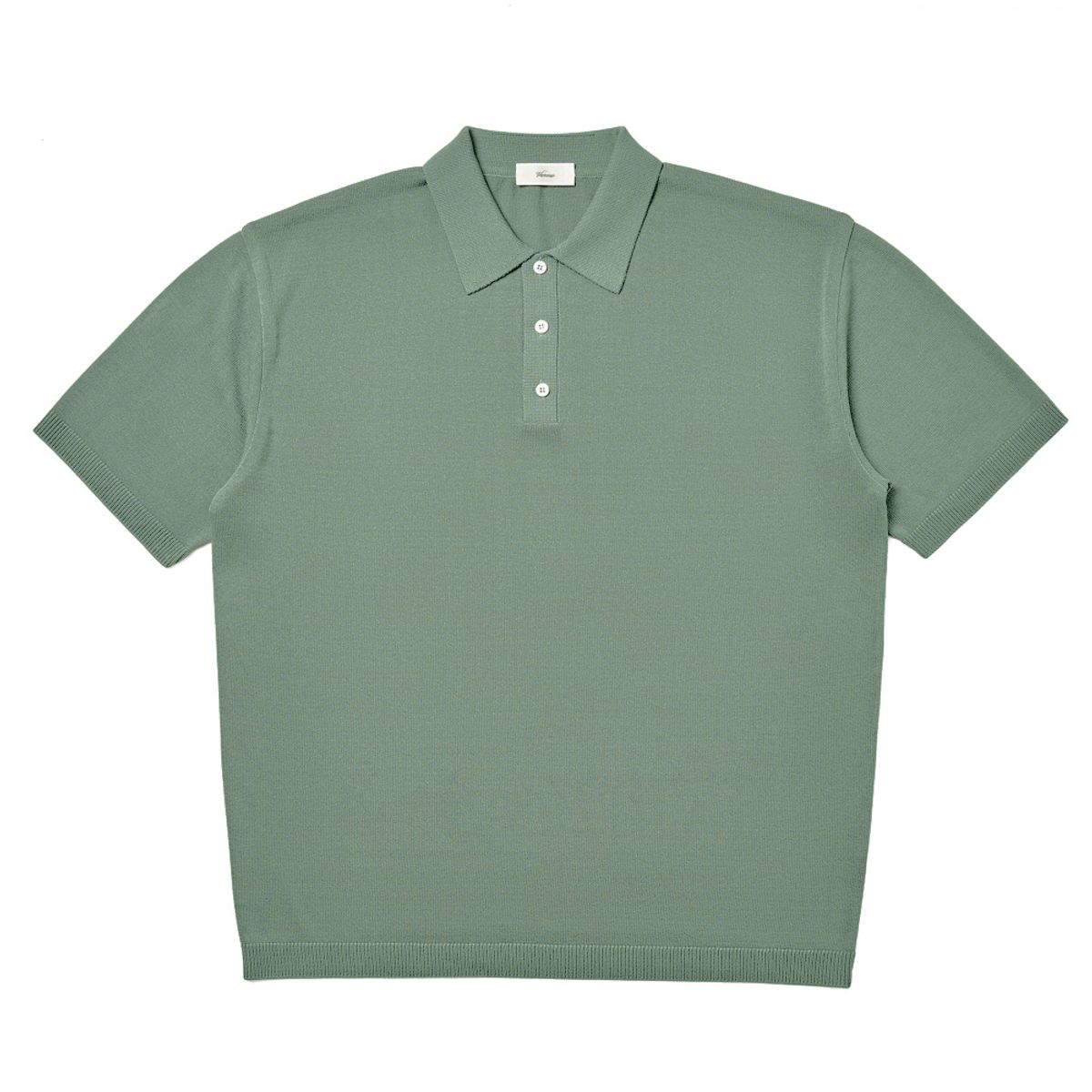 베르노(VERNO) Linen like button polo knit See green