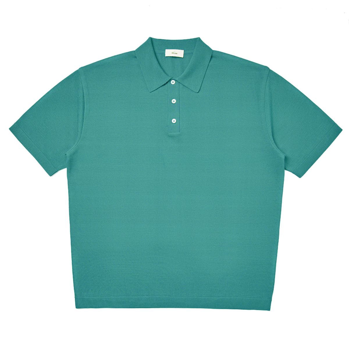 베르노(VERNO) [CASUAL] Linen like button polo knit Emerald