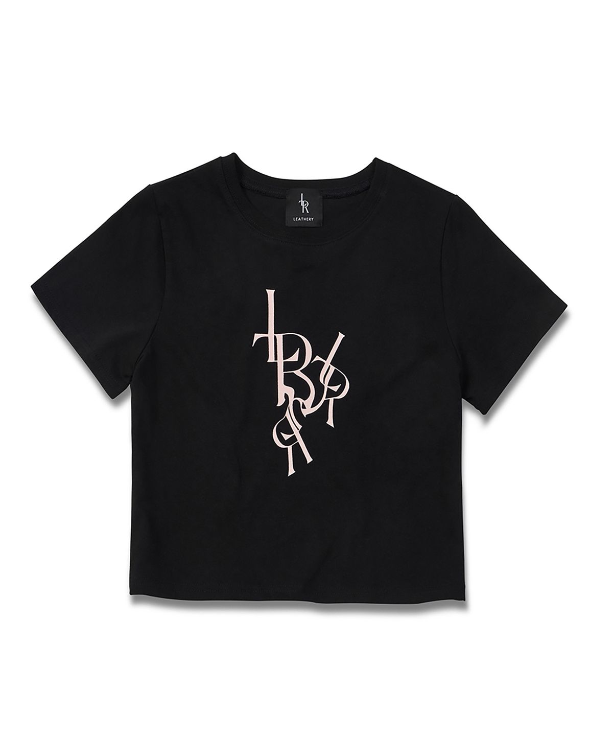 레더리(LEATHERY) LR 로고 크롭 반팔 티셔츠 [BLACK]