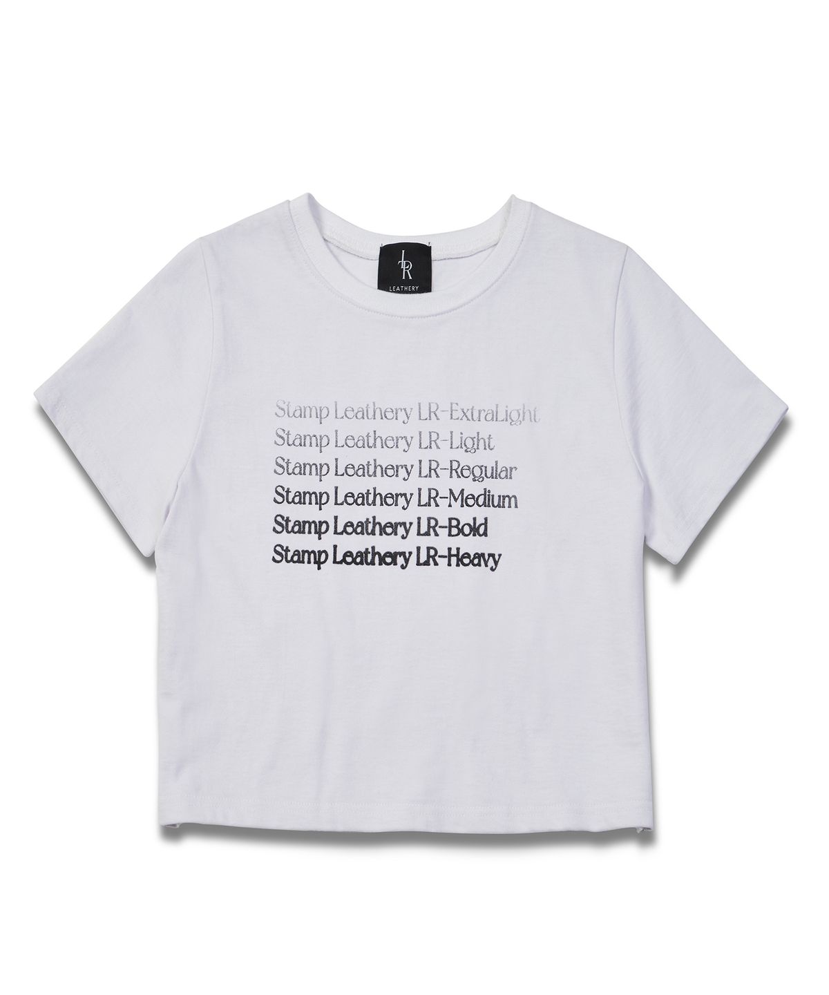레더리(LEATHERY) 폰트 스탬프 크롭 반팔 티셔츠 [WHITE]