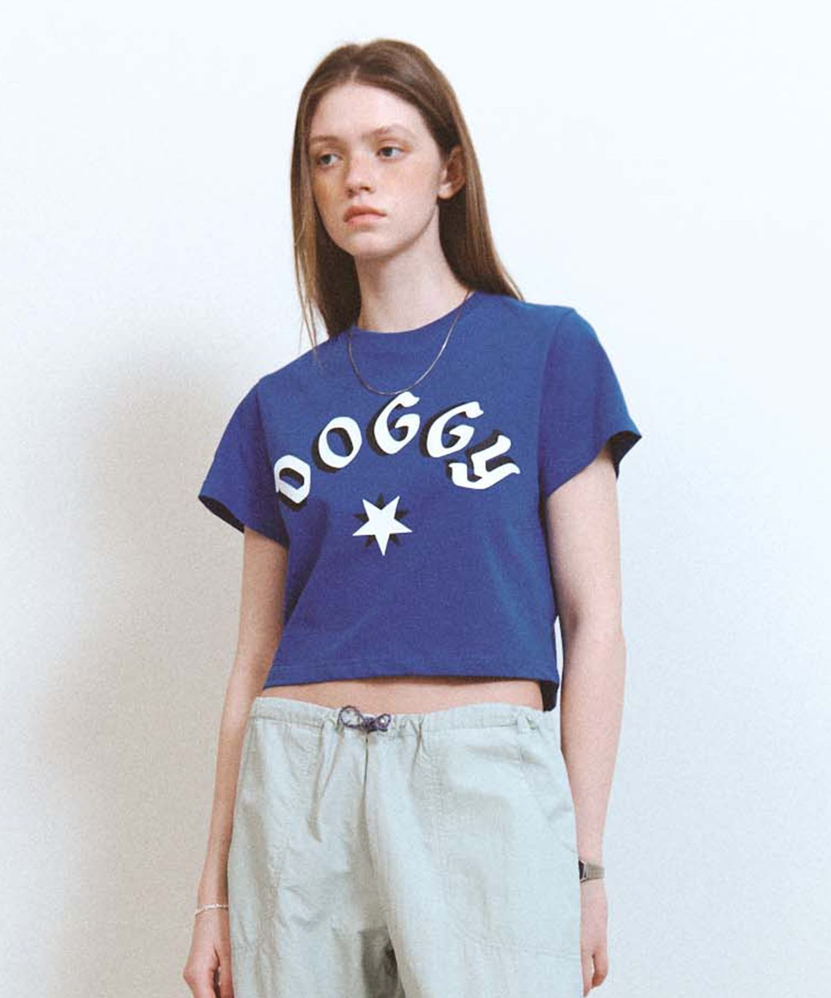 리트리버클럽(RETRIEVER CLUB) DOGGY STAR CROP TEE [BLUE]