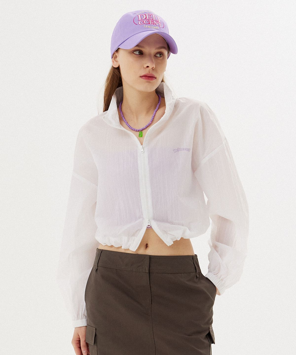델리센트(DELICCENT) 썸머 크롭 윈드 점퍼 [WHITE]