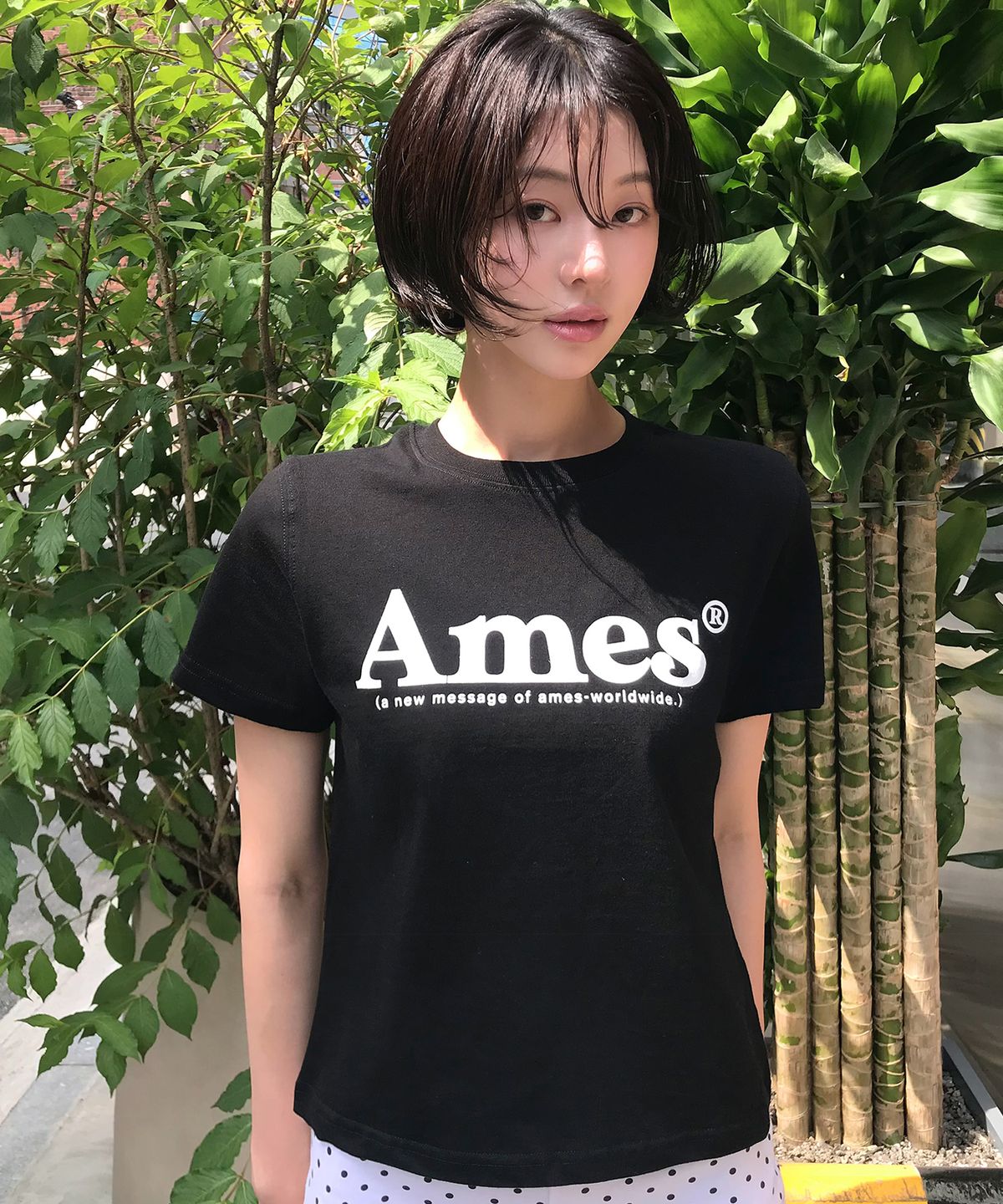 아메스 월드와이드(AMES-WORLDWIDE) (unisex) BASIC LOGO TEE BLACK