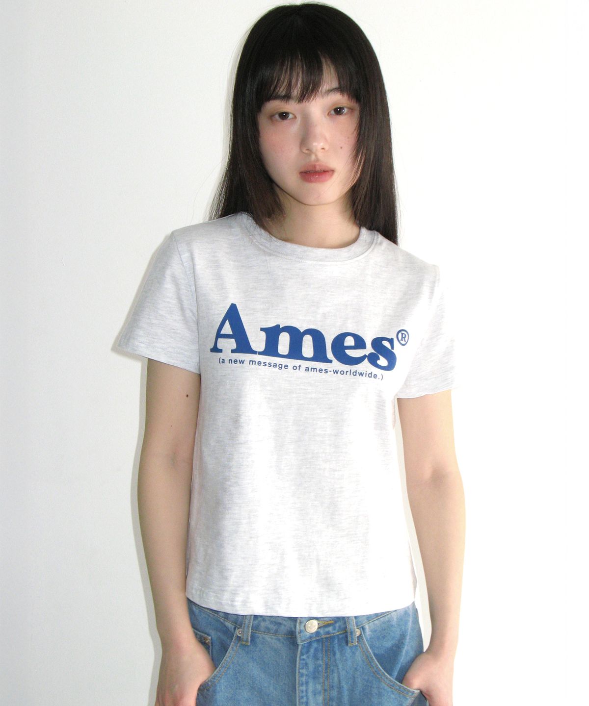 아메스 월드와이드(AMES-WORLDWIDE) BASIC LOGO TEE GREY