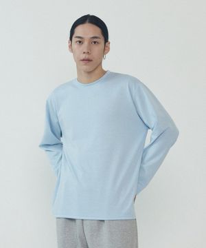 베이직 라운드 무지 긴팔티셔츠 (스카이블루)