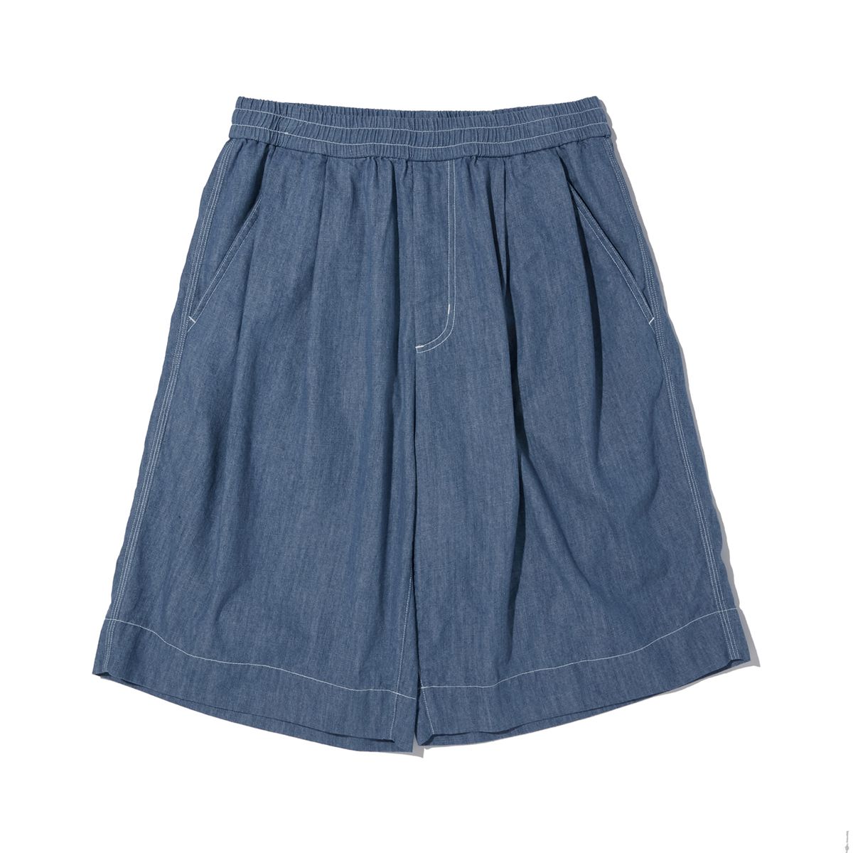 펜필드(PENFIELD) TWO TUCK DENIM WIDE HALF PANTS BLUE_FP2WP50U