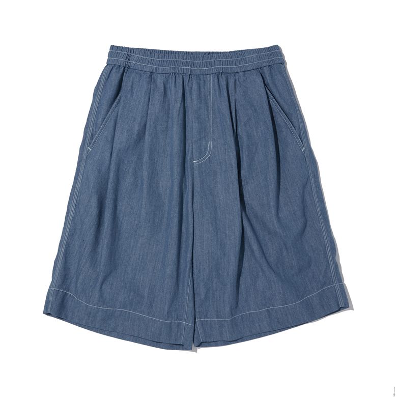 TWO TUCK DENIM WIDE HALF PANTS BLUE_FP2WP50U