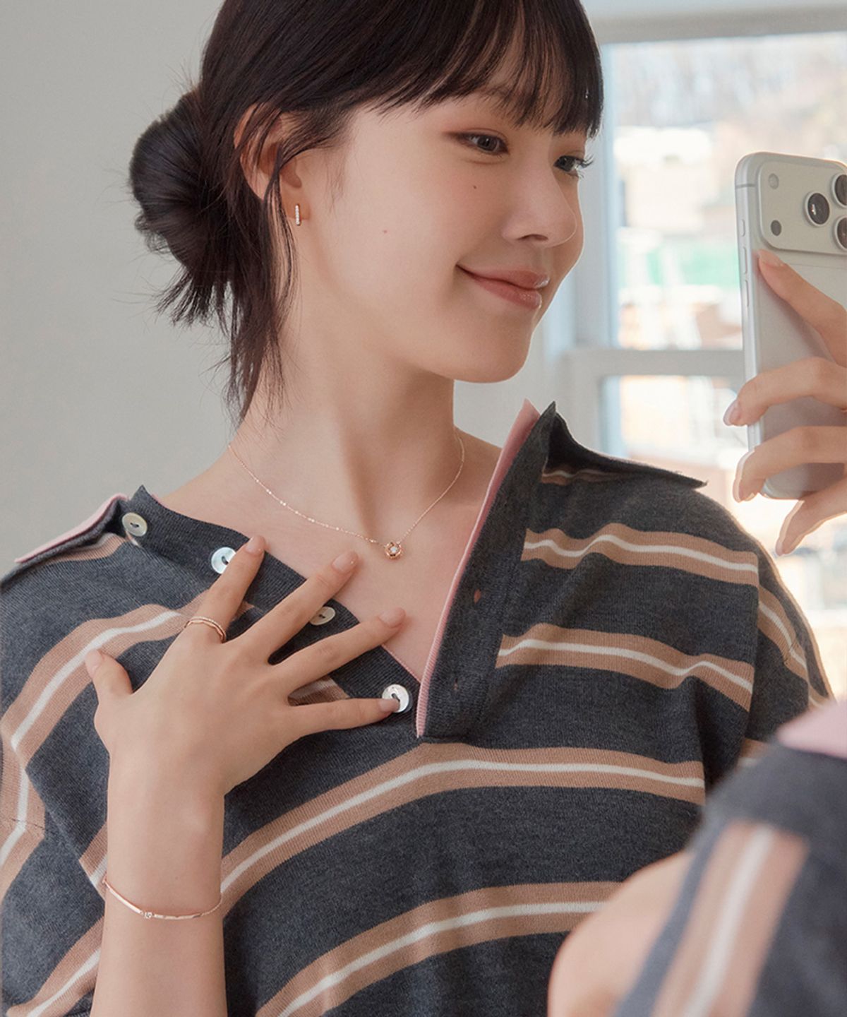 스톤헨지(STONEHENGE) 14K 댄싱스톤 스텔라 목걸이 N0105