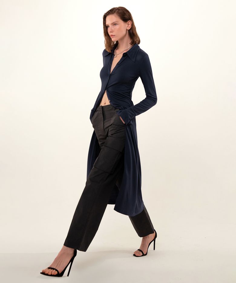 Dani button-up midi dress (navy)