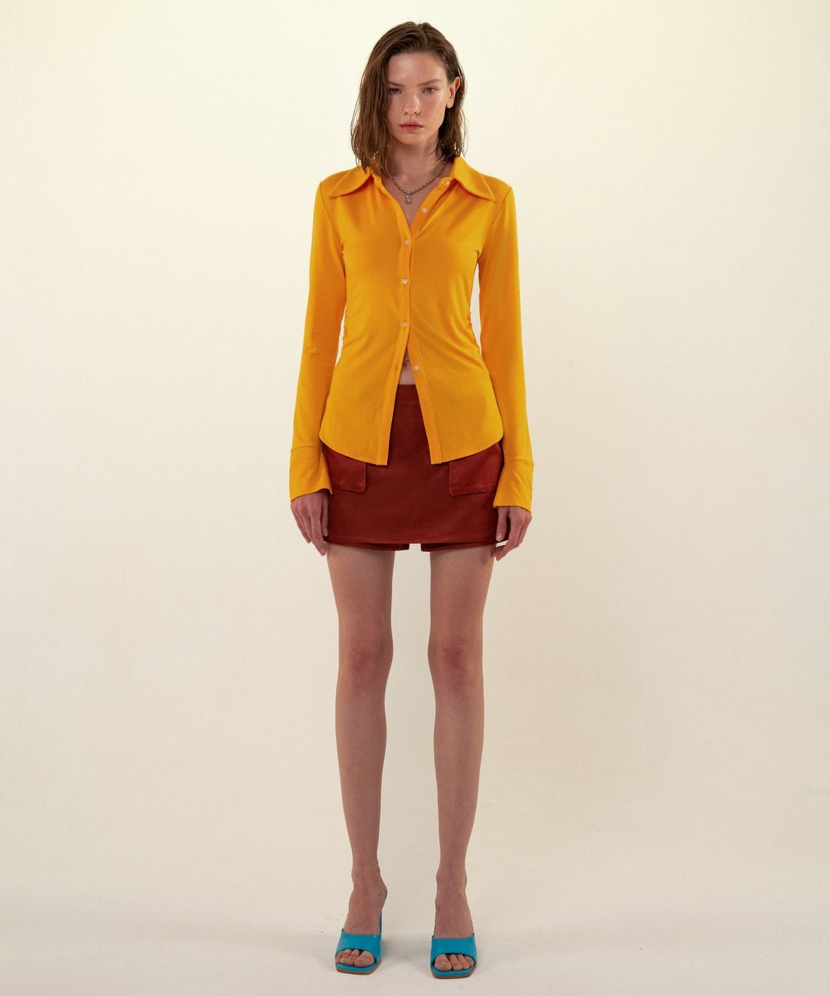 레트흐드레뚜왈(LETTRE DE LE TOILE) Fiesta silky skort (brick brown)