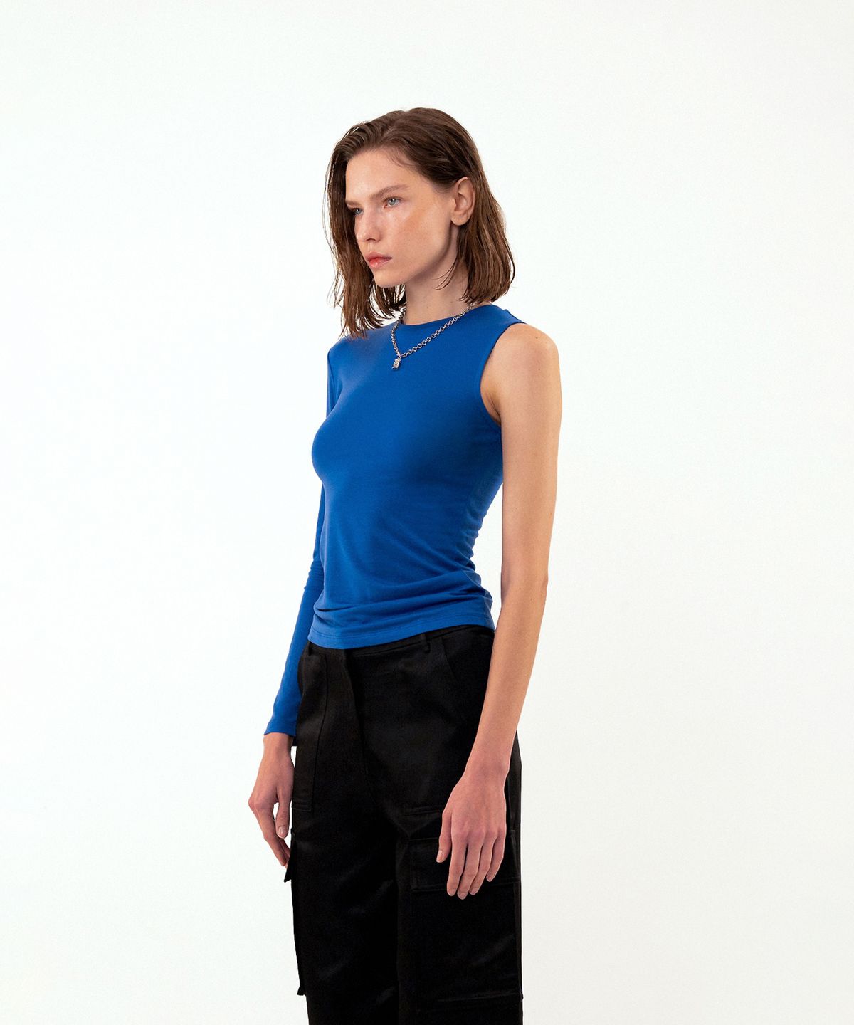 레트흐드레뚜왈(LETTRE DE LE TOILE) Muse asymmetric t-shirt (blue)