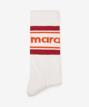 인타르시아 니트 로고 발목 양말 - 화이트:오렌지 / CT003JHAA1C23J11OR
