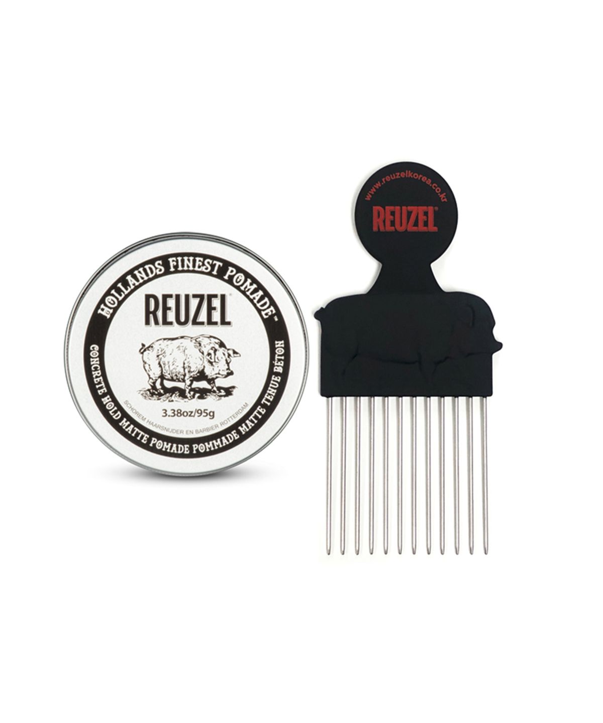 리우젤(REUZEL) 콘크리트 매트 포마드 95g + 포마드 전용 빗