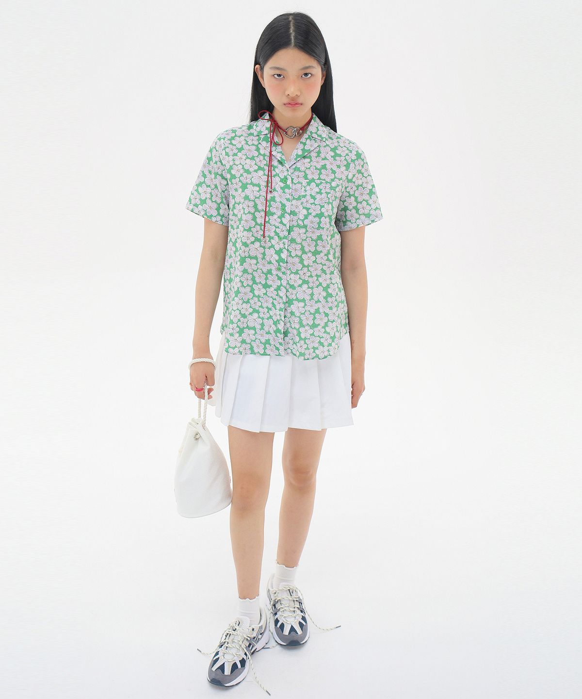 준준스페이스(JUNEJUNE SPACE) Seersucker Floral Shirts_Green(시어서커 플로랄 셔츠_그린)