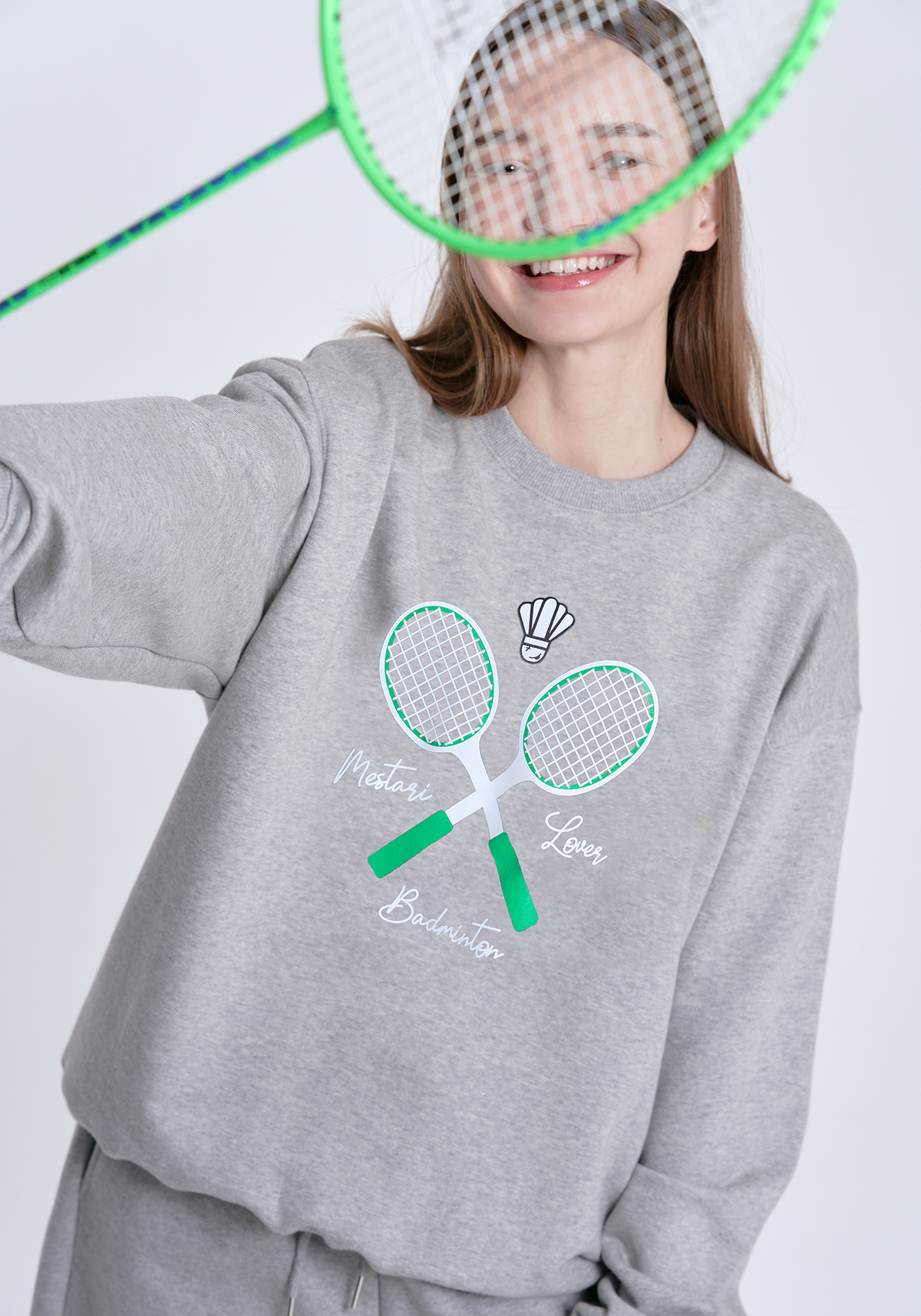 메스타리(MESTARI) 배드민턴 RACKET X SWEATSHIRT(맨투맨) CM1105 그레이