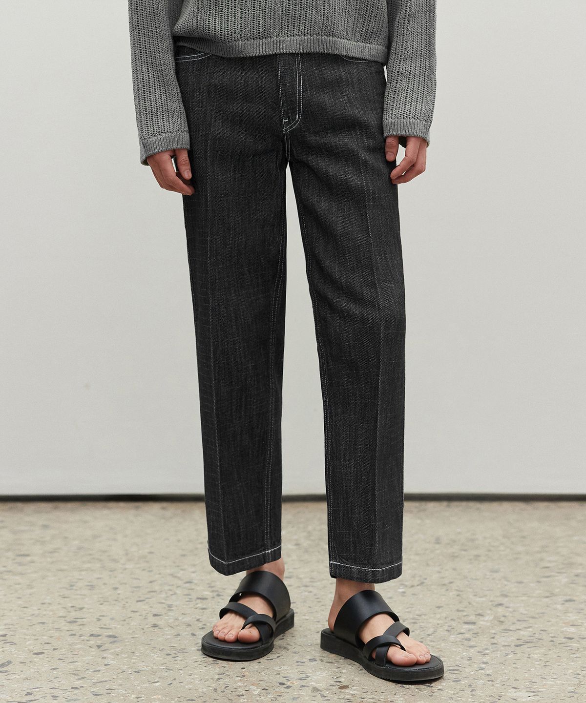 데케트(DECET) [여름원단]Cropped Tapered Jeans DCPT004RawBlack