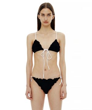 RUCHED FLOWER BIKINI / BLACK