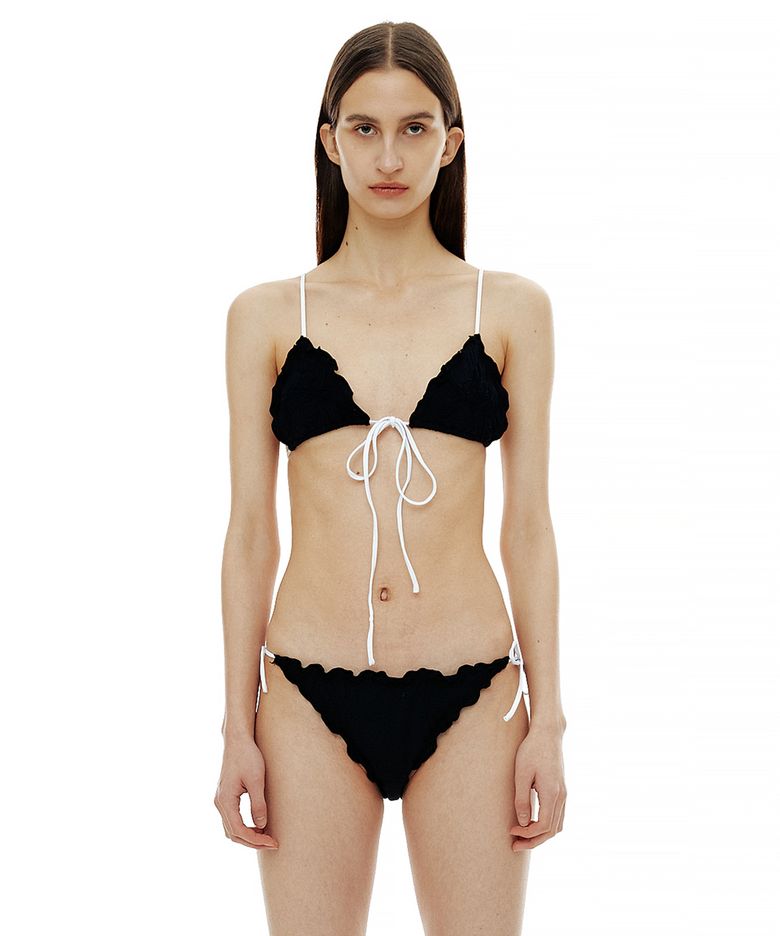 RUCHED FLOWER BIKINI / BLACK