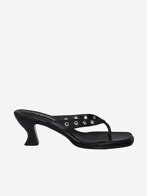 EYELET FLIP FLOP HEEL / BLACK
