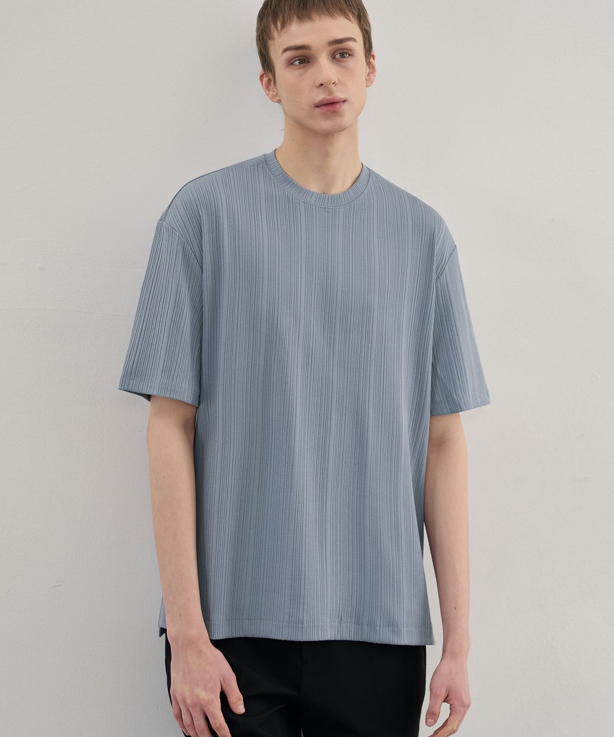 드로우핏(DRAW FIT) 포멀릭 리브드 티셔츠 [INDI BLUE]