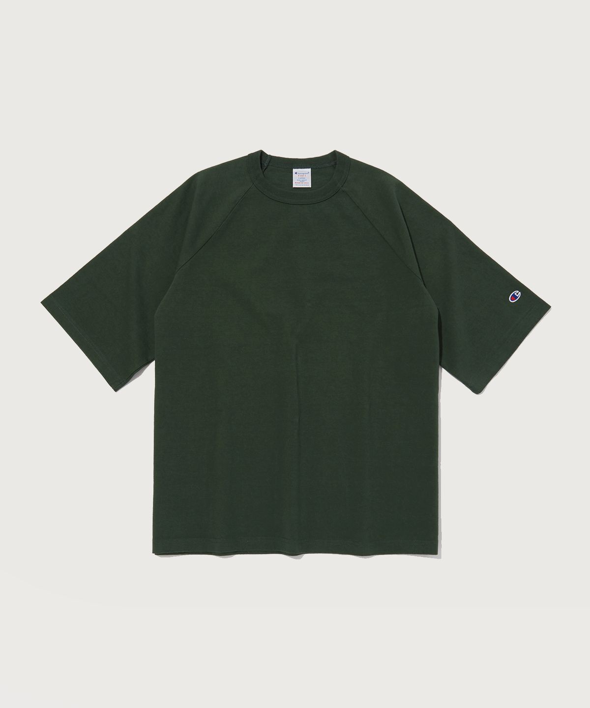 챔피온(CHAMPION) T1011 7oz 루즈핏 나그랑 반팔 티셔츠 Dark Green (Made in USA)