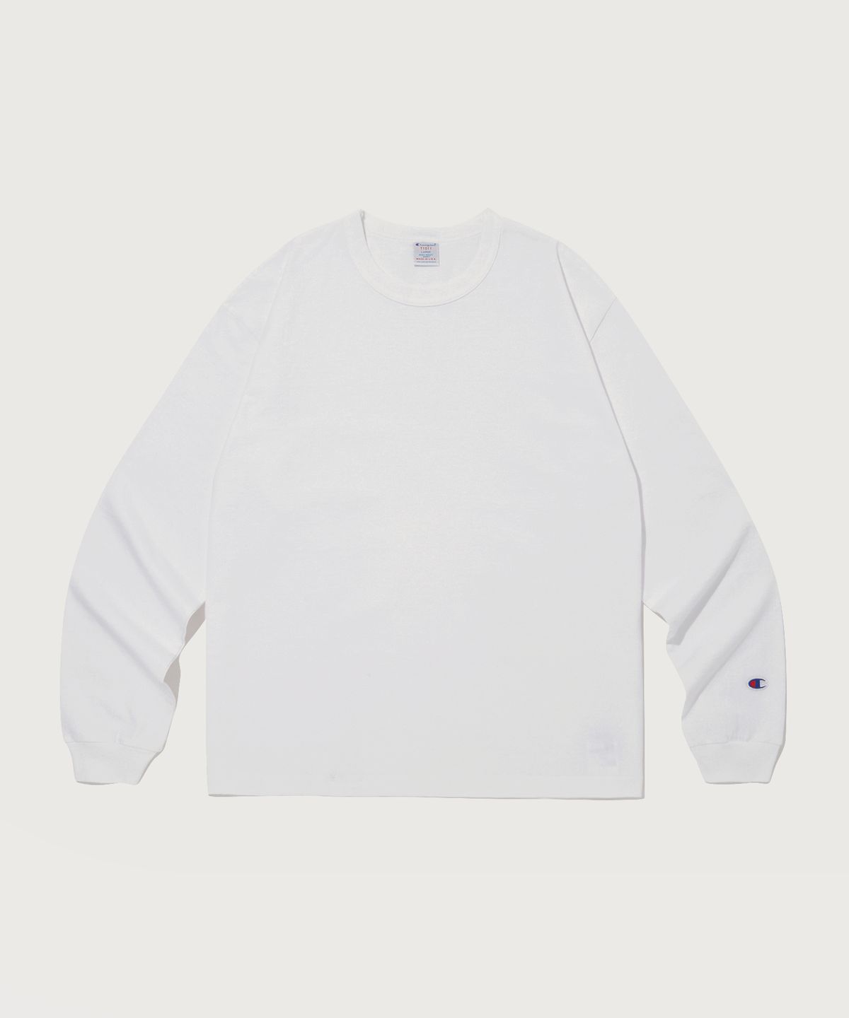 챔피온(CHAMPION) T1011 7oz 루즈핏 긴팔 티셔츠 White (Made in USA)