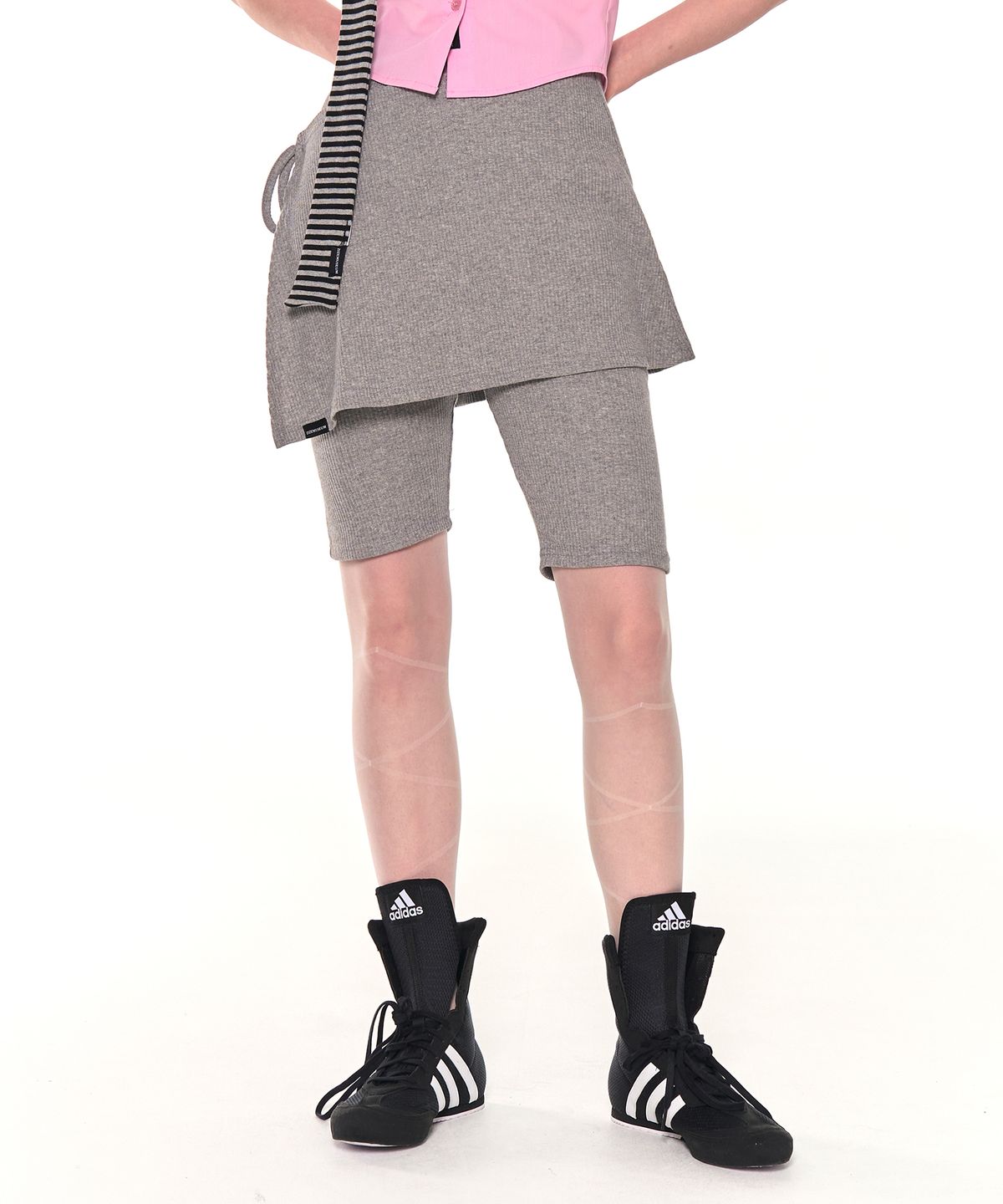 지제뮤지엄(ZIZEMUSEUM) BIKER LAP SKIRT SHORTS (GRAY)