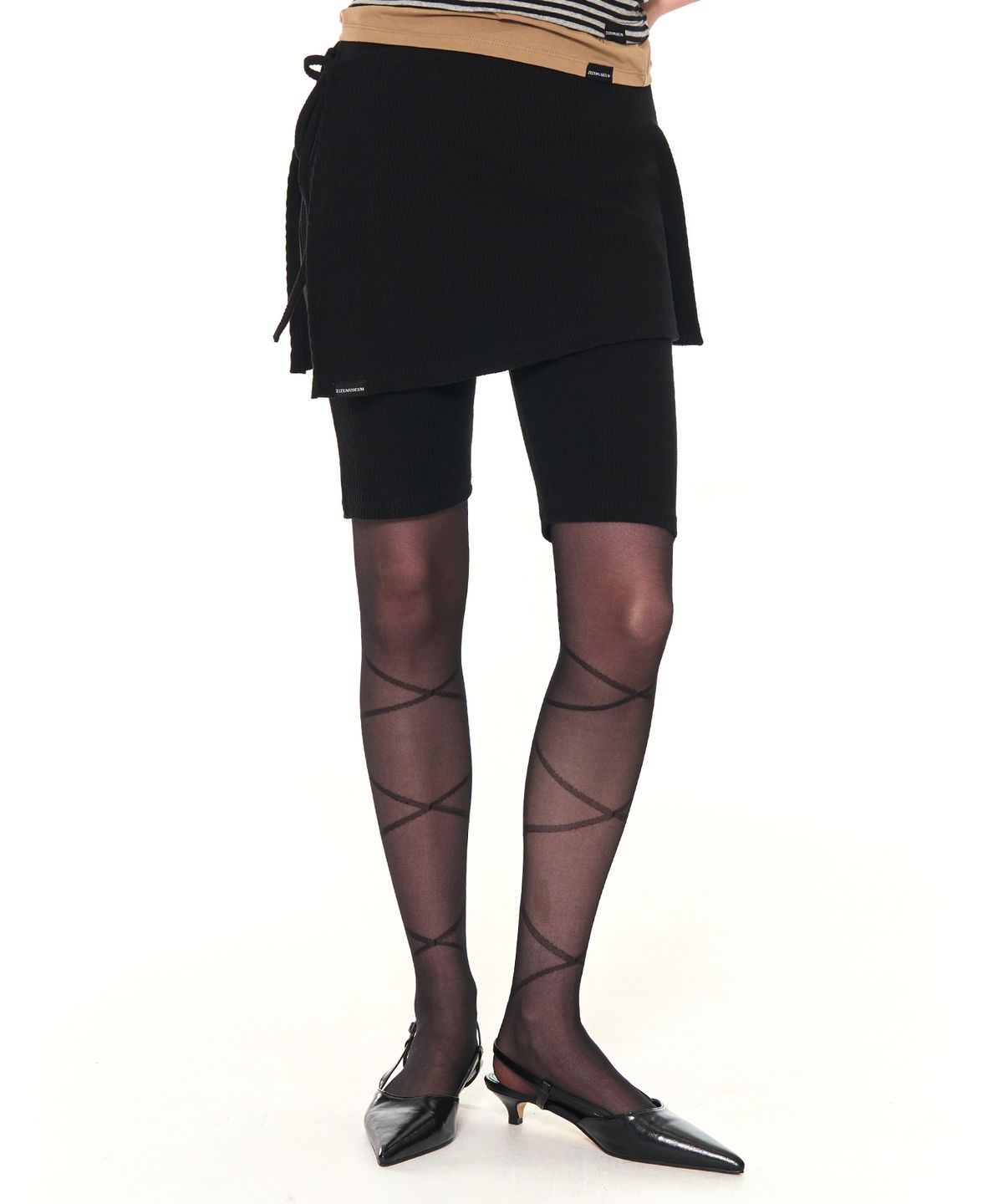 지제뮤지엄(ZIZEMUSEUM) BIKER LAP SKIRT SHORTS (BLACK)