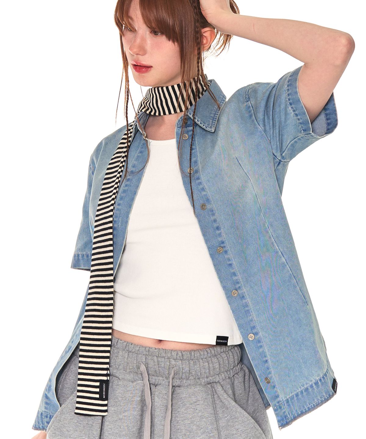 지제뮤지엄(ZIZEMUSEUM) STRIPE MUFFLER (WHITE)