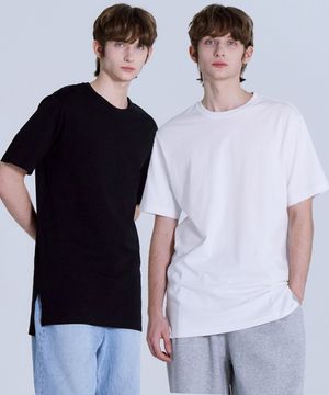 [2PACK] 레이어드 오버핏 반팔티셔츠 긴기장 2팩(+7cm)  LATS0106