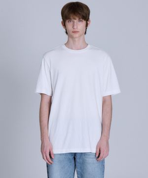 UNI 레이어드 라운드 반팔티셔츠 일반기장 화이트(+4cm) LATS0114