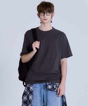 UNI 릴렉스핏 라운드넥 반팔티셔츠 다크그레이 LATS0105