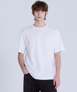 UNI 릴렉스핏 라운드넥 반팔티셔츠 화이트 LATS0105