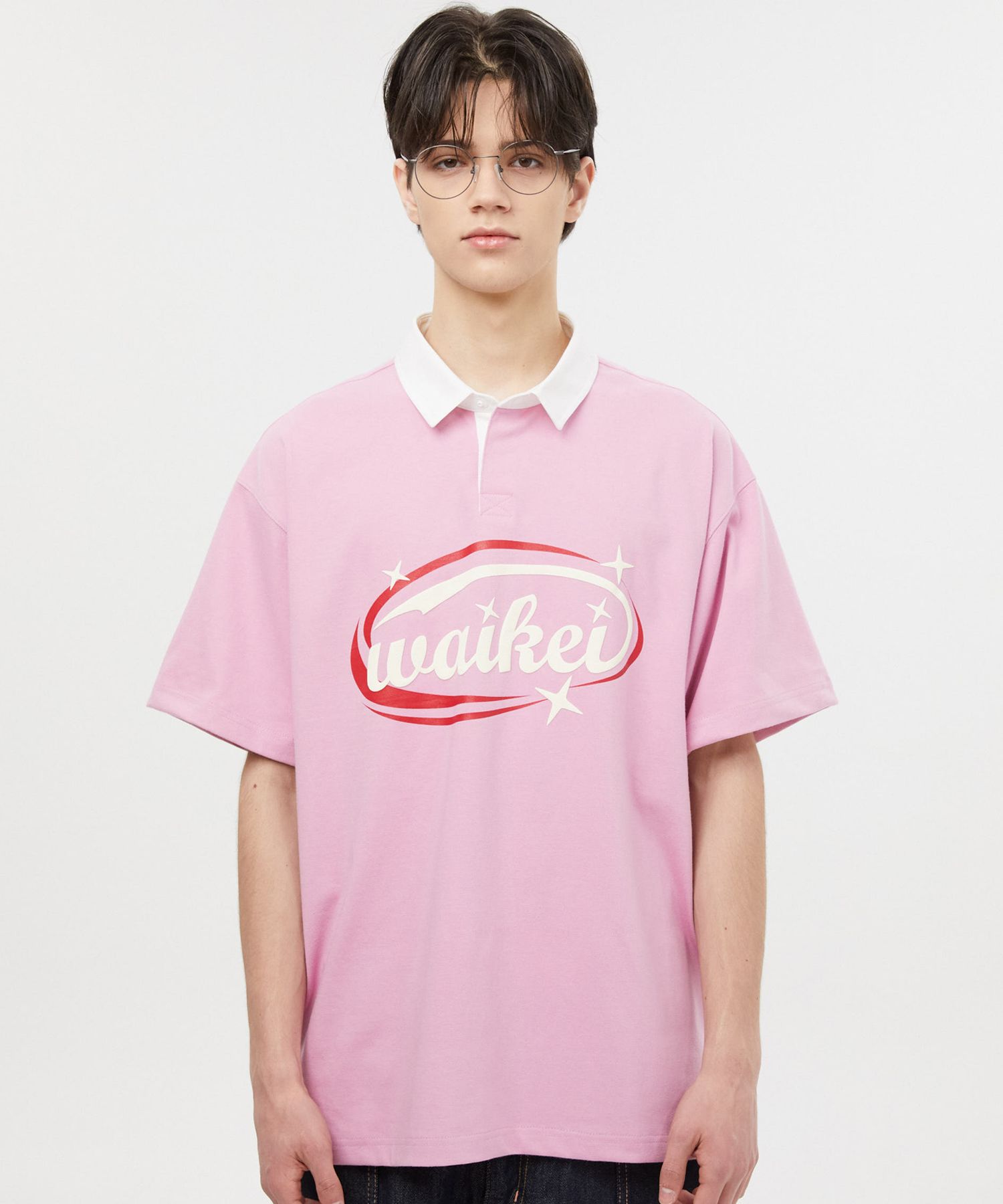★WAIKEI★ Logo Rugby Collar Short Sleeve T-Shirt Pink YK23H MUSINSA | WAI KEI Logo Rugby Collar Short Sleeve T-shirt Pink
