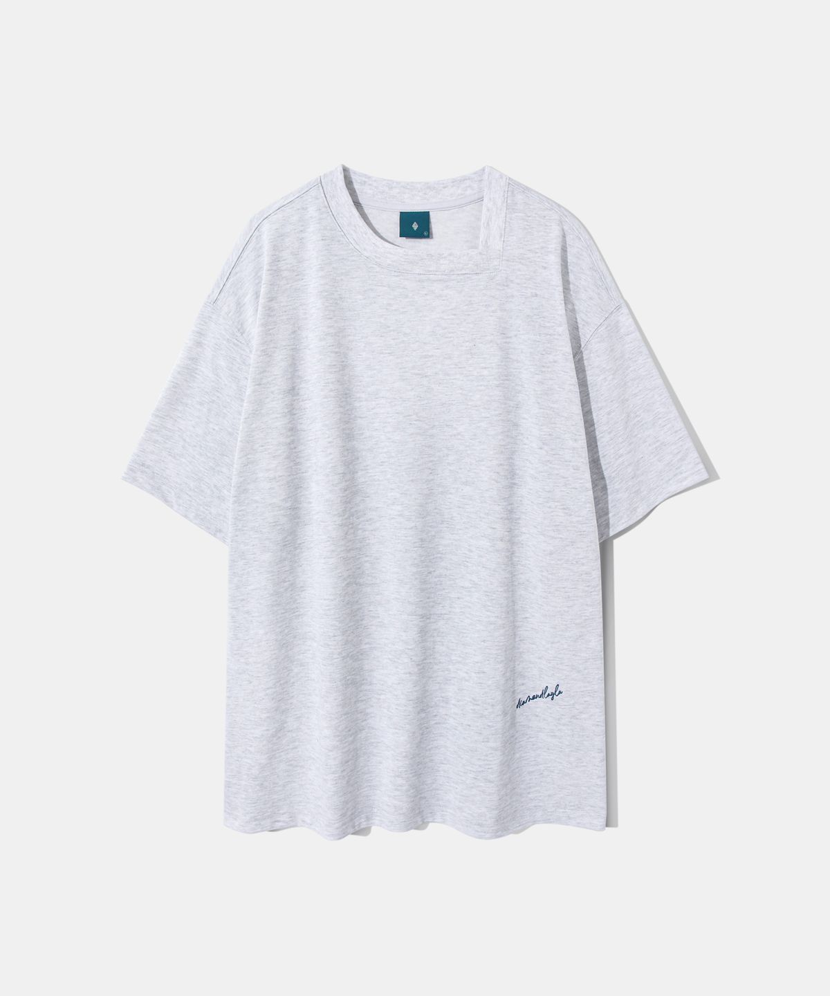 다이아몬드 레이라(DIAMOND LAYLA) Curved Neck Logo Short Sleeve T-shirt T75 Melange Gray