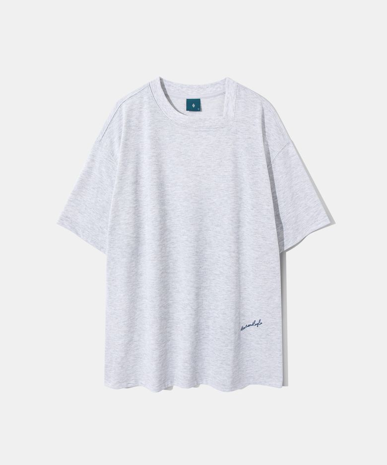 Curved Neck Logo Short Sleeve T-shirt T75 Melange Gray