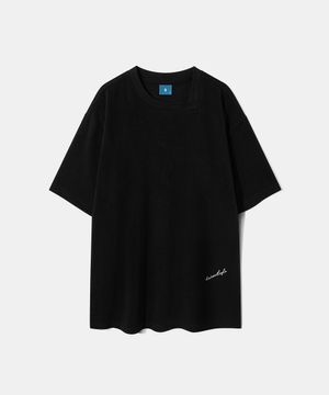 Curved Neck Logo Short Sleeve T-shirt T75 Black