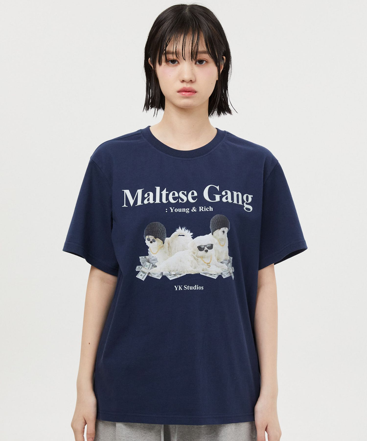 ★WAIKEI★ Maltese CCTV Short Sleeve T-shirt Navy YKBD02TS10 Maltese Archive Short Sleeve T-shirt Navy Overfit - waikei