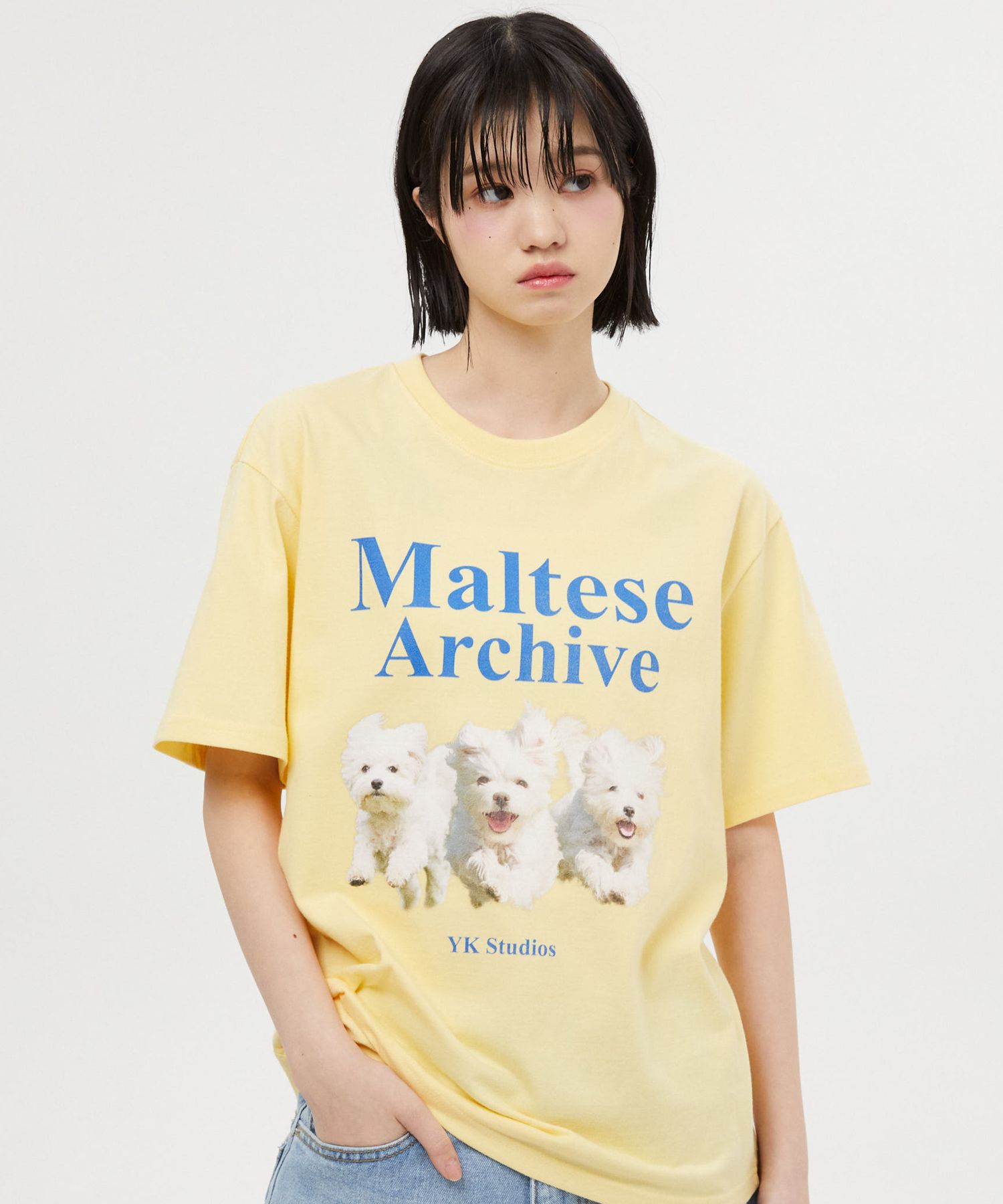 ★WAIKEI★ Maltese Archive Short Sleeve T-Shirt Light Yellow MUSINSA | WAI KEI Maltese Archive Short Sleeve T-shirt Light