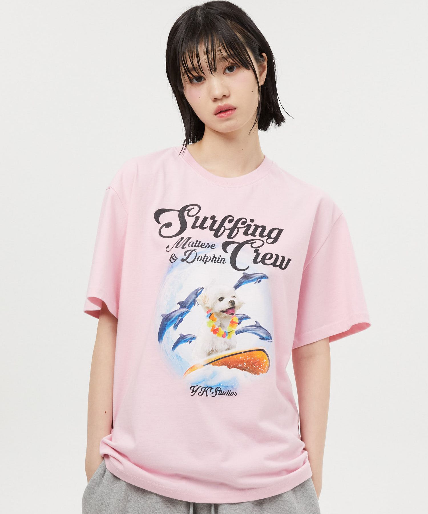 ★WAIKEI★ Puppy Dolphin Surfing Crew Short Sleeve T-Shirt P MUSINSA | WAI KEI Puppy Dolphin Surfing Crew Short Sleeve T