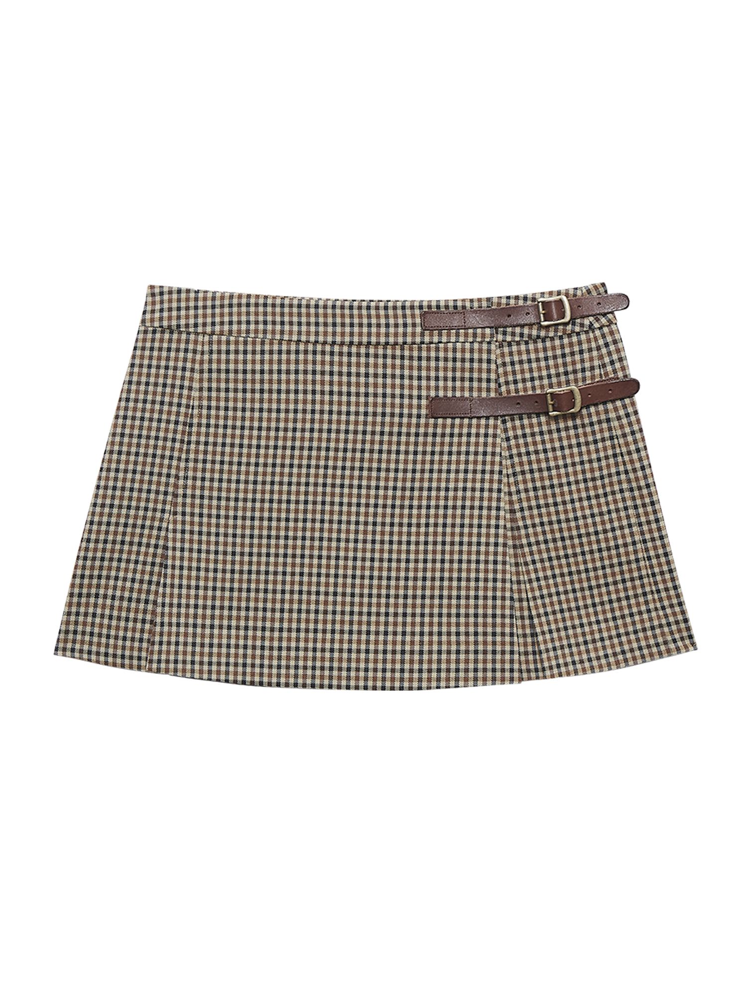 MUSINSA INSTANTFUNK Check Wrap Mini Skirt Beige